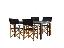 ebuy24 Togo tuinmeubelset tafel 150x100cm, 4 stoelen Marion, zwart,zwart.