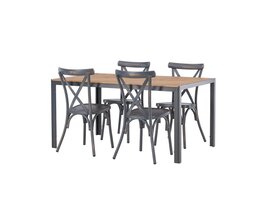 ebuy24 Break tuinmeubelset tafel 90x150cm naturel, 4 stoelen Peking donkergrijs.