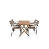 ebuy24 Kenya tuinmeubelset tafel 70x120cm naturel, 4 stoelen Lindos bruin.