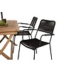 ebuy24 Kenya tuinmeubelset tafel 70x120cm naturel, 4 stoelen Lindos zwart.