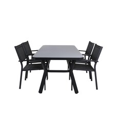 ebuy24 Virya tuinmeubelset tafel 160x90cm, 4 stoelen Copacabana, zwart,zwart.