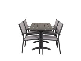 ebuy24 Denver tuinmeubelset tafel 120x70cm, 4 stoelen Copacabana, zwart,grijs.