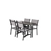 ebuy24 Denver tuinmeubelset tafel 120x70cm, 4 stoelen Copacabana, zwart,grijs.