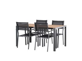 ebuy24 Break tuinmeubelset tafel 90x150cm naturel, 4 stoelen Copacabana zwart.