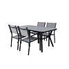 ebuy24 Virya tuinmeubelset tafel 90x160cm zwart, 4 stoelen Copacabana grijs.