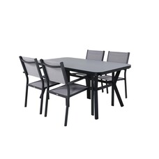 ebuy24 Virya tuinmeubelset tafel 90x160cm zwart, 4 stoelen Copacabana grijs.