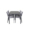 ebuy24 Break tuinmeubelset tafel 150x90cm, 4 stoelen Copacabana, zwart,grijs.