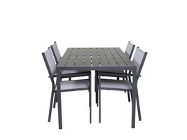 ebuy24 Break tuinmeubelset tafel 150x90cm, 4 stoelen Copacabana, zwart,grijs.