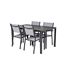 ebuy24 Break tuinmeubelset tafel 150x90cm, 4 stoelen Copacabana, zwart,grijs.