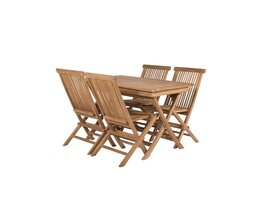 ebuy24 Kenya tuinmeubelset tafel 120x70cm, 4 stoelen Kenya, naturel,naturel.