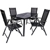 ebuy24 Dora tuinmeubelset 80x140cm tafel, 4 stoel zwart,antraciet.