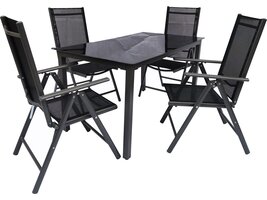 ebuy24 Dora tuinmeubelset 80x140cm tafel, 4 stoel zwart,antraciet.