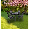 ebuy24 Dora tuinmeubelset 80x140cm tafel, 4 stoel zwart,antraciet.
