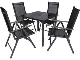 ebuy24 Dora tuinmeubelset 80x80cm tafel, 4 stoel zwart,antraciet.