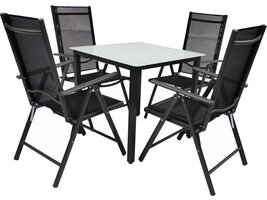 ebuy24 Elin tuinmeubelset 80x80cm tafel, 4 stoel mat glas.