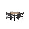 ebuy24 Mexico tuinmeubelset tafel 140x140cm, 6 stoelen Copacabana, zwart,zwart.