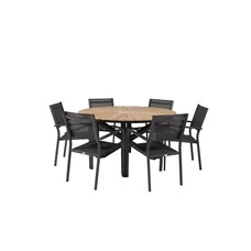 ebuy24 Mexico tuinmeubelset tafel 140x140cm, 6 stoelen Copacabana, zwart,zwart.