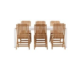 ebuy24 Togo tuinmeubelset tafel 200x100cm, 6 stoelen Ghana, wit,naturel.