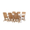 ebuy24 Togo tuinmeubelset tafel 200x100cm, 6 stoelen Ghana, wit,naturel.