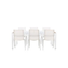 ebuy24 Togo tuinmeubelset tafel 200x100cm, 6 stoelen Alina, wit,wit.