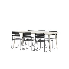ebuy24 Lina tuinmeubelset tafel 200x90cm, 6 stoelen Lina, beige,zwart.