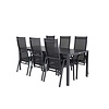 ebuy24 Break tuinmeubelset tafel 90x205cm zwart, 6 stoelen Copacabana zwart.