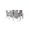 ebuy24 Break tuinmeubelset tafel 90x205cm grijs, 6 stoelen Copacabana grijs.