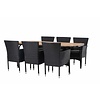 ebuy24 Holmbeck tuinmeubelset tafel 90x200cm naturel, 6 stoelen Malina zwart.