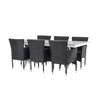 ebuy24 Garcia tuinmeubelset tafel 100x200cm grijs, 6 stoelen Malina zwart.