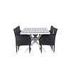 ebuy24 Garcia tuinmeubelset tafel 100x200cm grijs, 6 stoelen Malina zwart.
