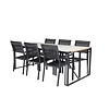 ebuy24 Texas tuinmeubelset tafel 200x100cm, 6 stoelen Copacabana, zwart,zwart.