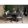 ebuy24 Rives tuinmeubelset tafel 200x100cm, 6 stoelen Copacabana, zwart,grijs.