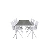 ebuy24 Break tuinmeubelset tafel 90x205cm grijs, 6 stoelen Alina wit.