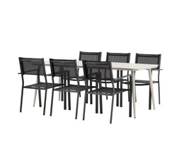 ebuy24 Lina tuinmeubelset tafel 200x90cm, 6 stoelen Copacabana, beige,zwart.