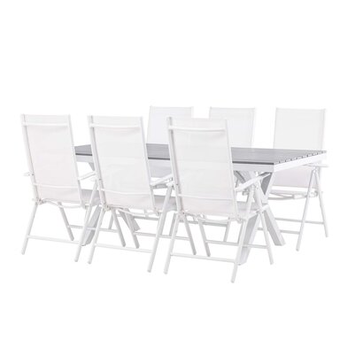 ebuy24 Garcia tuinmeubelset tafel 100x200cm grijs, 6 stoelen Break wit.