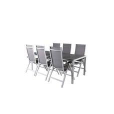 ebuy24 Break tuinmeubelset tafel 90x205cm grijs, 6 stoelen Albany grijs.