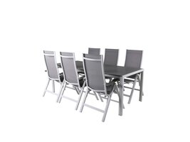 ebuy24 Break tuinmeubelset tafel 90x205cm grijs, 6 stoelen Albany grijs.