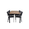 ebuy24 Bois tuinmeubelset tafel 90x205cm naturel, 6 stoelen Copacabana zwart.