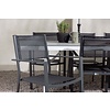 ebuy24 Garcia tuinmeubelset tafel 100x200cm grijs, 6 stoelen Copacabana zwart.