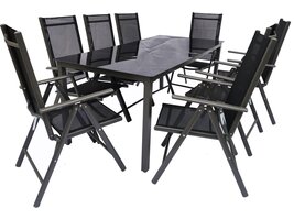 ebuy24 Dora tuinmeubelset 80x190cm tafel, 8 stoel zwart,antraciet.