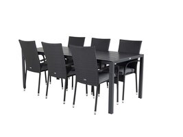 ebuy24 Break tuinmeubelset tafel 90x205cm zwart, 6 stoelen Anna zwart.