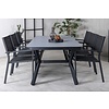 ebuy24 Virya tuinmeubelset tafel 100x200cm zwart, 6 stoelen Copacabana zwart.