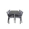 ebuy24 Break tuinmeubelset tafel 90x205cm zwart, 6 stoelen Copacabana grijs.