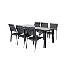 ebuy24 Paola tuinmeubelset tafel 100x200cm zwart, 6 stoelen Copacabana zwart.