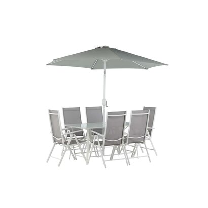 ebuy24 Brekki tuinmeubelset tafel 90x150cm wit, 6 stoelen wit.