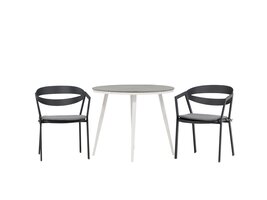 ebuy24 Break tuinmeubelset tafel 90x90cm, 2 stoelen Wear, grijs,zwart.