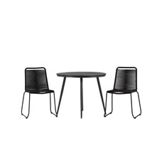 ebuy24 Break tuinmeubelset tafel 90x90cm, 2 stoelen Lindos, zwart,zwart.