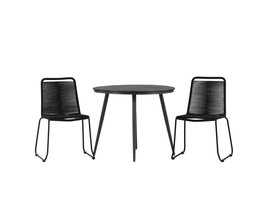 ebuy24 Break tuinmeubelset tafel 90x90cm, 2 stoelen Lindos, zwart,zwart.