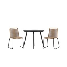 ebuy24 Break tuinmeubelset tafel 90x90cm, 2 stoelen Lindos, zwart,bruin.