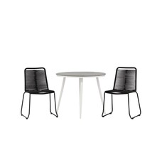 ebuy24 Break tuinmeubelset tafel 90x90cm, 2 stoelen Lindos, grijs,zwart.